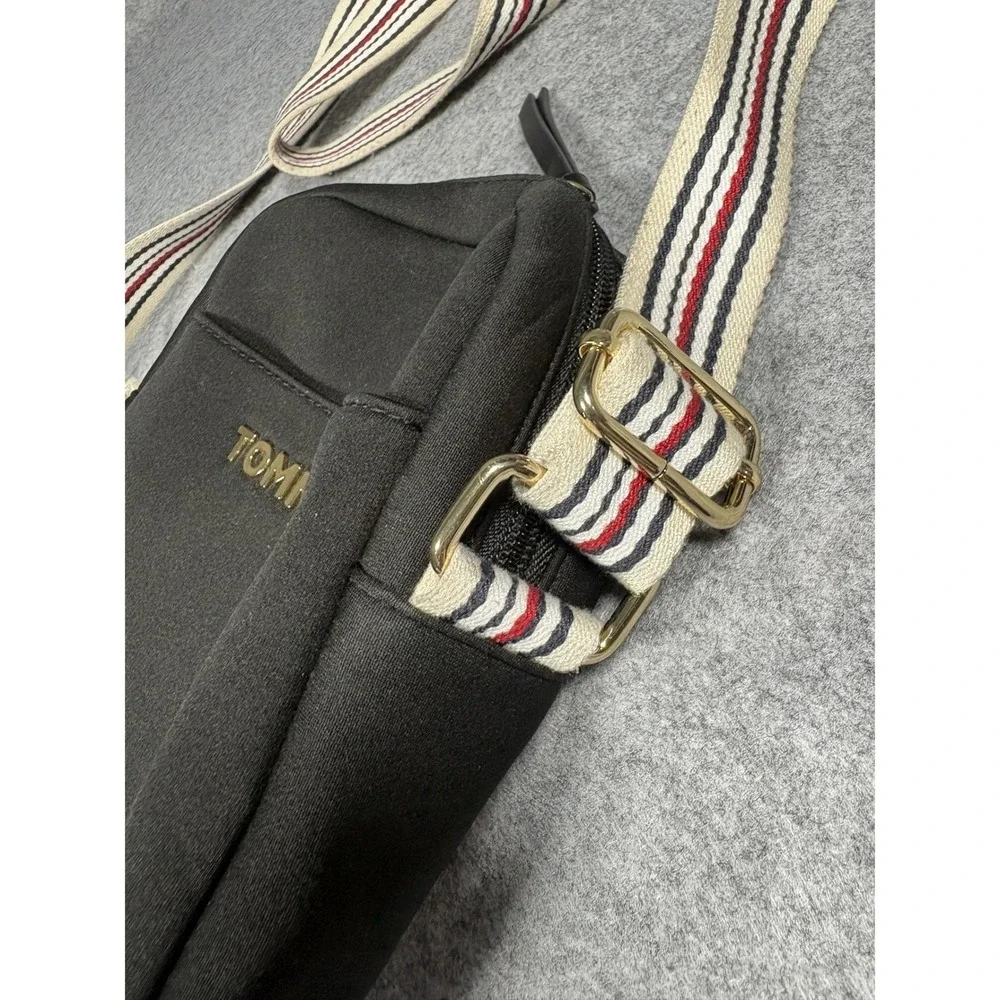 Tommy Hilfiger‎ Crossbody Camera Bag Small Black Striped Webbing Strap